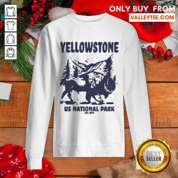Yellowstone US National Park 1872 Bison Mountain Landscape Sweatshirt - Design By Valleytee.com
