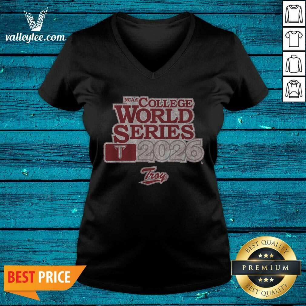 Awesome Troy Baseball 2026 College World Series Shirt shirt optimized on V-Neck Shirt Awesome Troy Baseball 2026 College World Series Shirt shirt optimized shown as a v-neck shirt preview