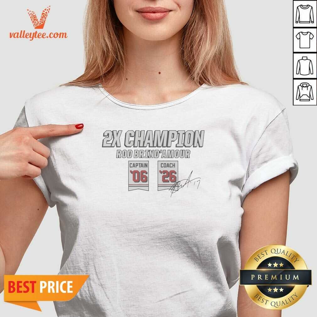 Funny Rod Brind'Amour Two Time Champion V-Neck Shirt