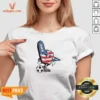 Funny USA Soccer Mascot Foam Finger With Ball And Pennant V Neck Shirt v neck optimized close-up view