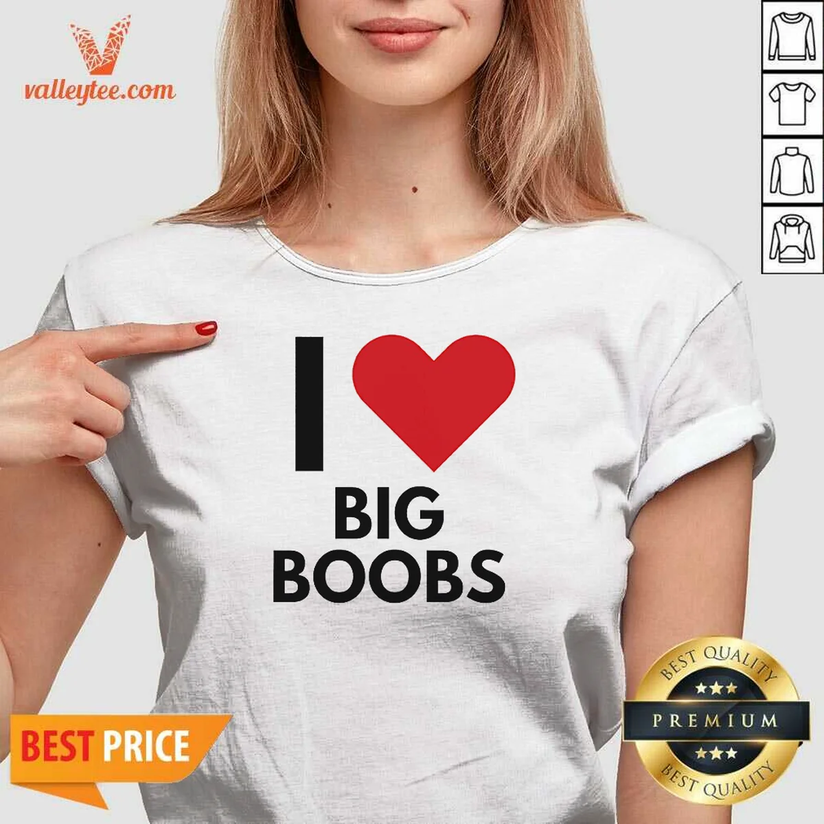 Good I Love Big Boobs Heart V-Neck Shirt Good I Love Big Boobs Heart V-Neck Shirt