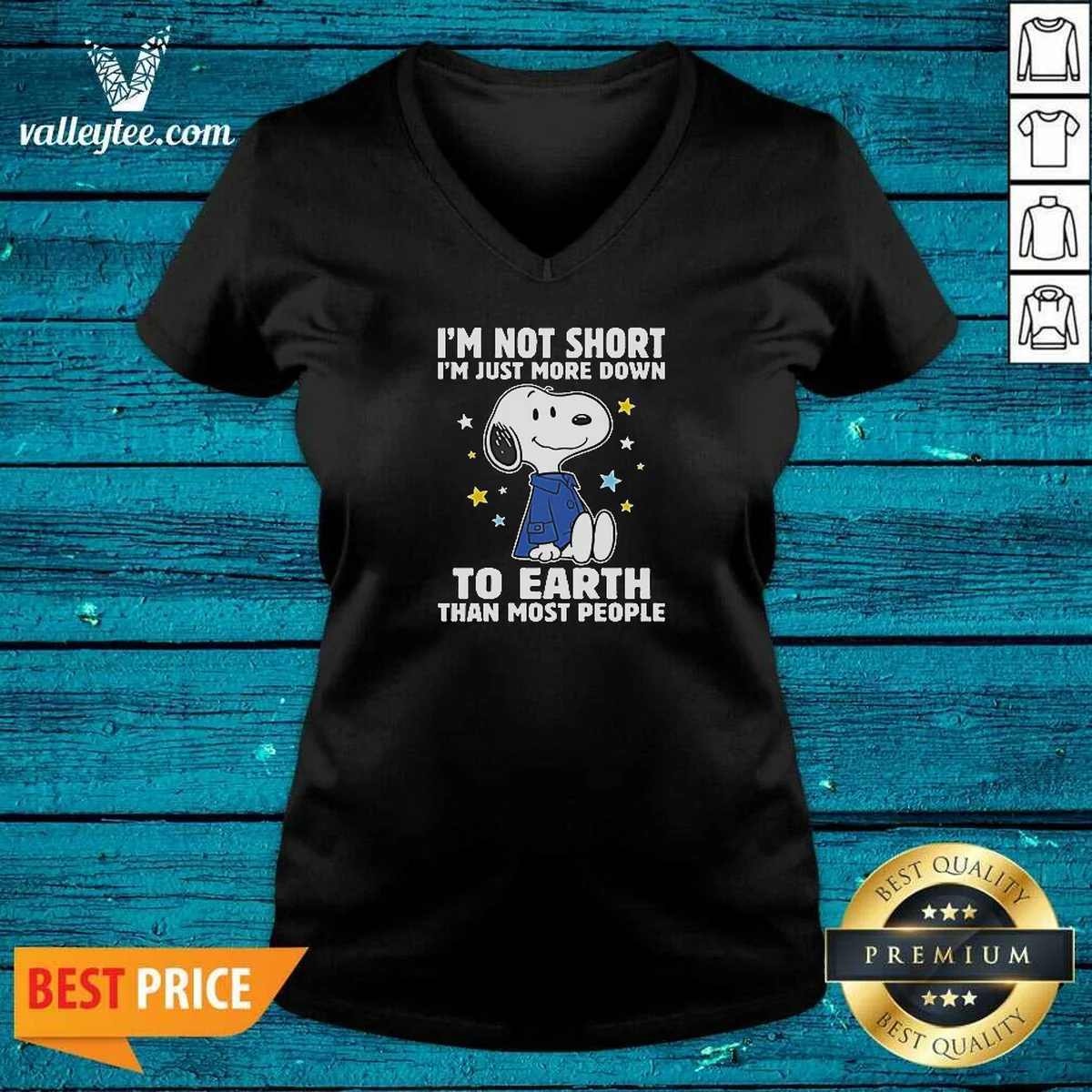 Good Snoopy I'M Not Short I'M V-Neck Shirt Good Snoopy I'M Not Short I'M V-Neck Shirt