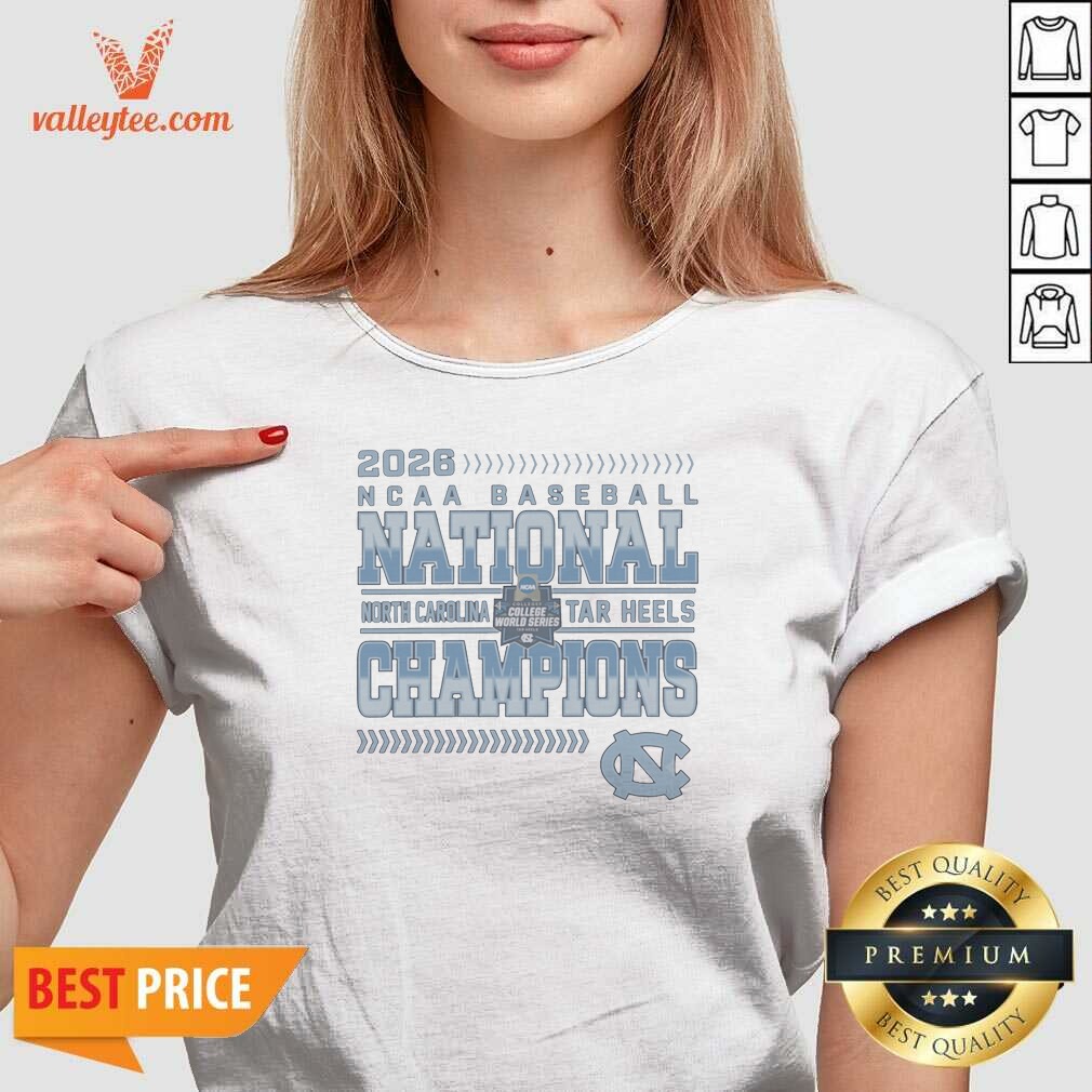 Official Top 2026 NCAA Baseball National Champions North Carolina Tar Heels V-Neck Shirt