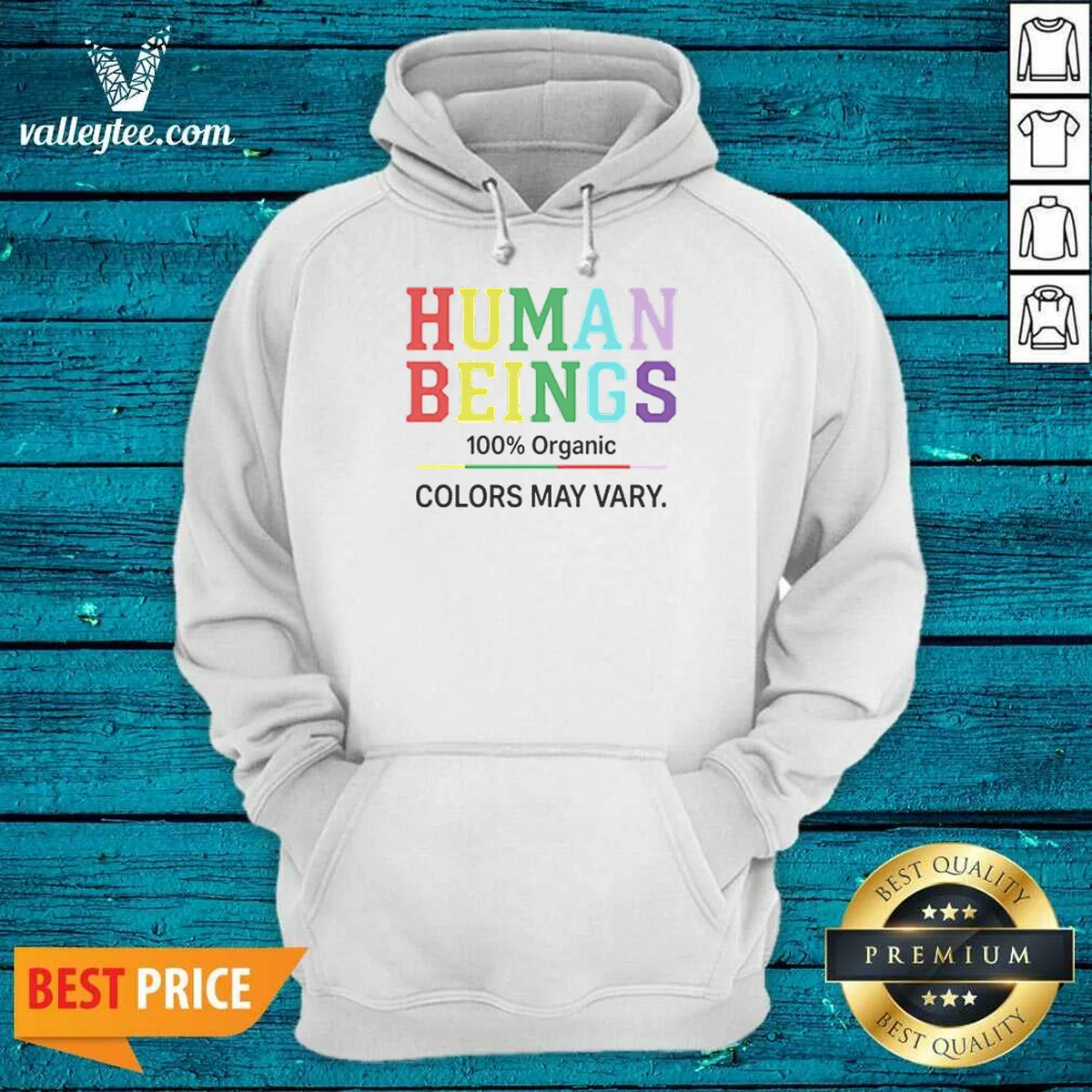 Top Human Beings 100 Percent Organic Colors May Vary Hoodie hoodie optimized in soft organic cotton with varied color shades