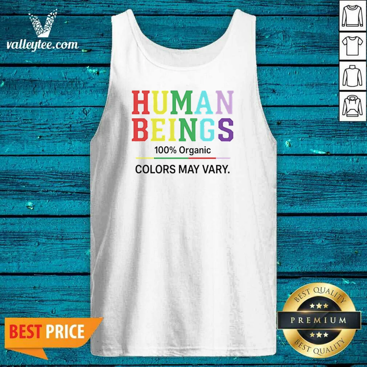 Top Human Beings 100 Percent Organic Colors May Vary Tank Top optimized for comfort and fit in organic fabric