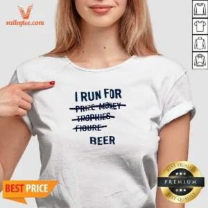 Awesome I Run For Prize Monkey Trophies Figure Beer V-Neck Shirt