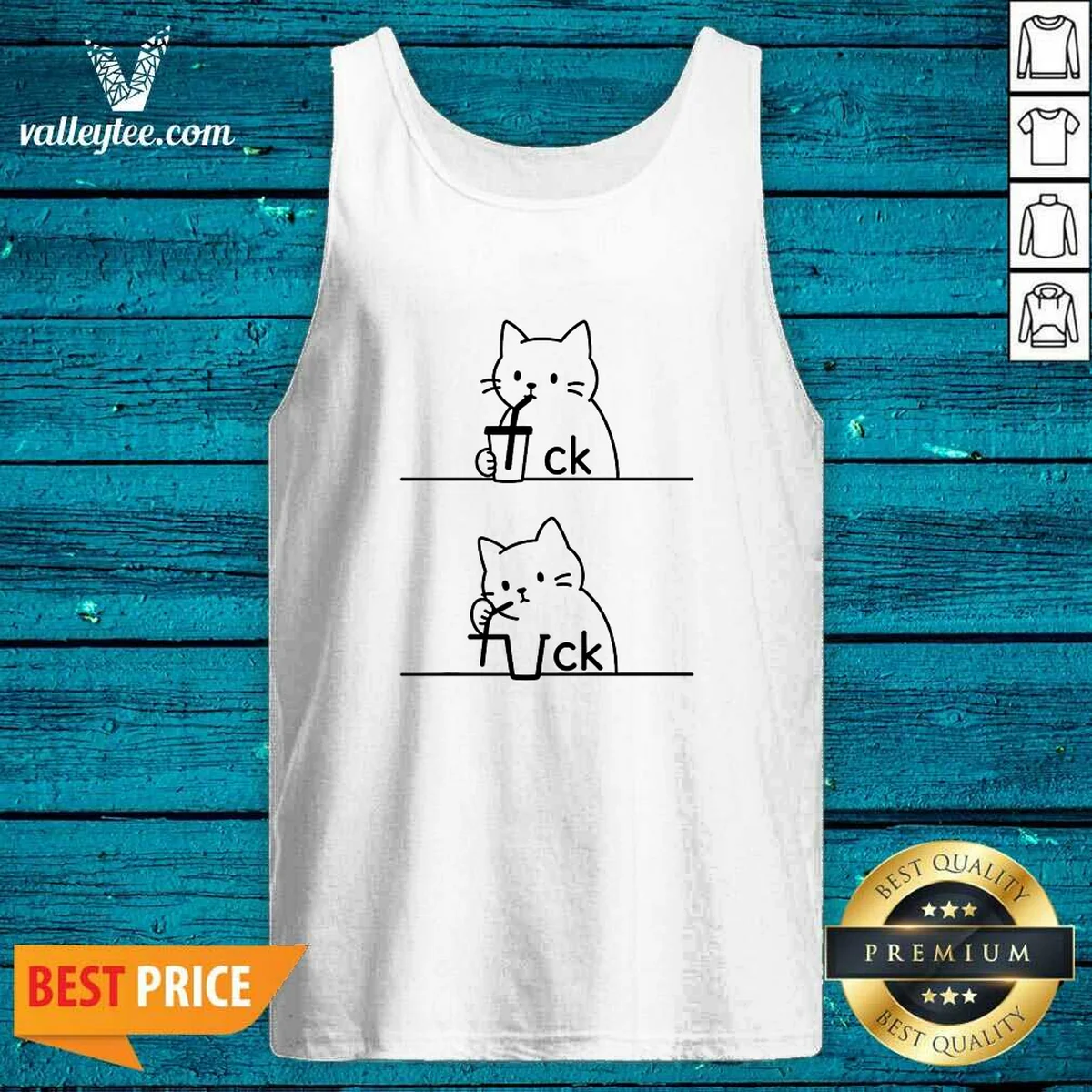Funny Drinking Cat Tank Top Funny Drinking Cat Tank Top