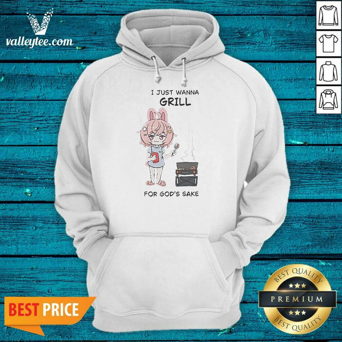 Funny I Just Wanna Grill For God'S Sake Anime Bunny Girl Hoodie