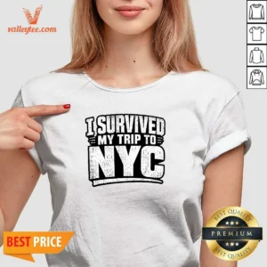 Good I Survived My Trip To NYC Silhouette Humor V-Neck Shirt