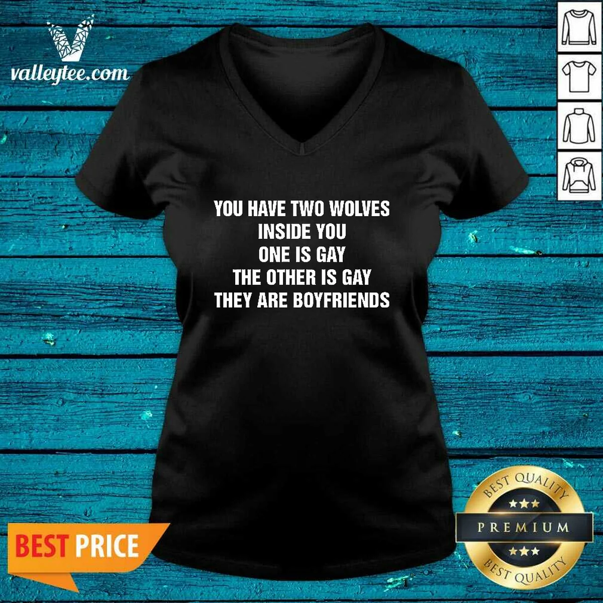 Good You Have Two Wolves Inside V-Neck Shirt Good You Have Two Wolves Inside V-Neck Shirt