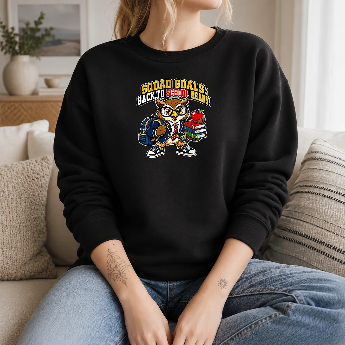 Hot Back To School Owl Mascot Squad Sweater