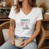 Hot Somebody'S Feral Teacher Raccoon With Iced Coffee V-Neck Shirt