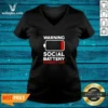 Hot Warning Social Battery Extremely Low Introvert V-Neck Shirt