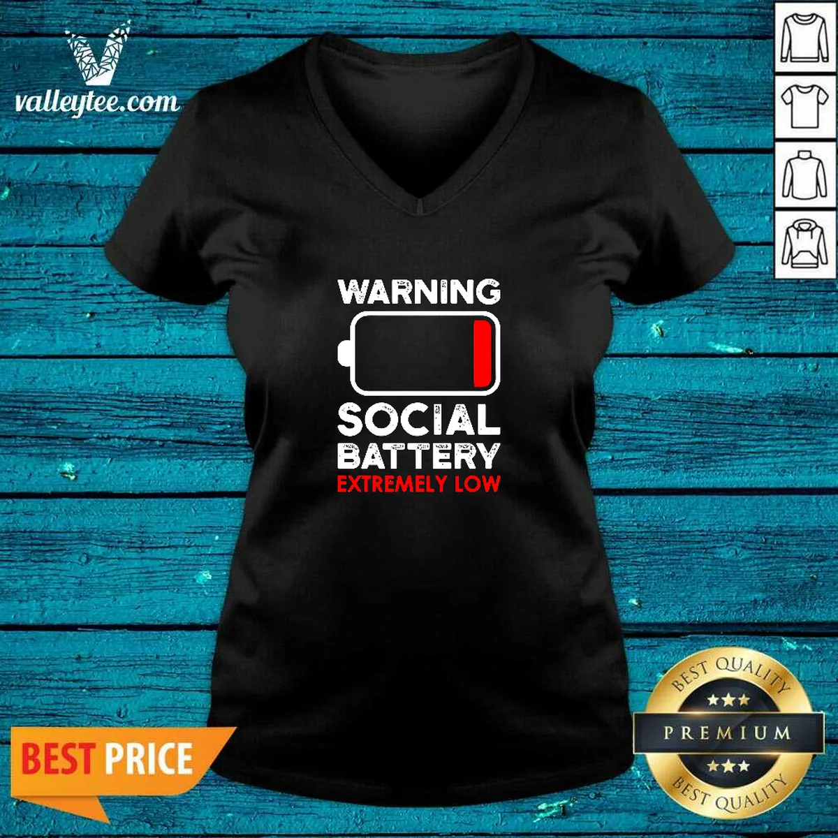 Hot Warning Social Battery Extremely Low V-Neck Shirt Hot Warning Social Battery Extremely Low V-Neck Shirt