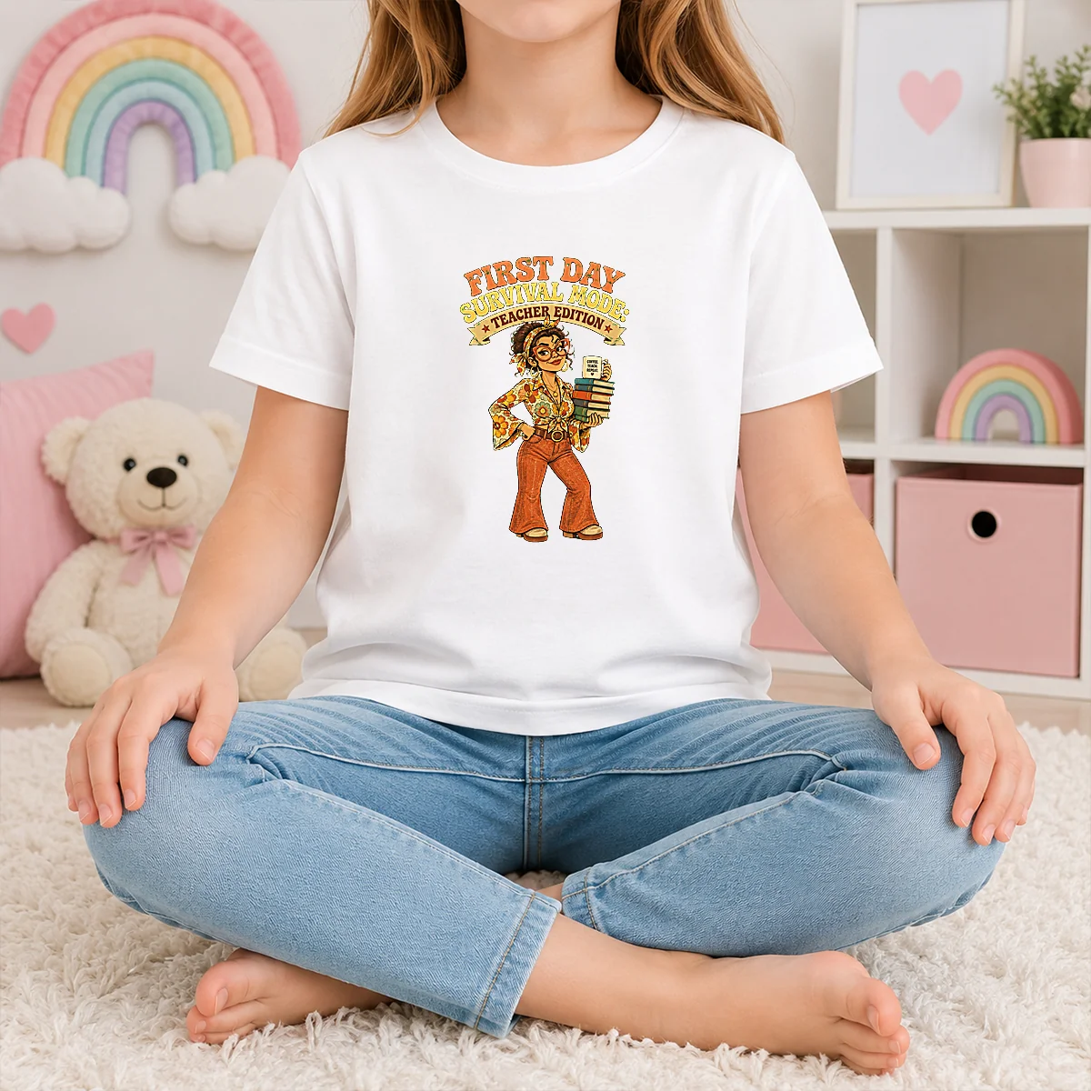 Nice First Day Survival Teacher Vintage Kids T-Shirt