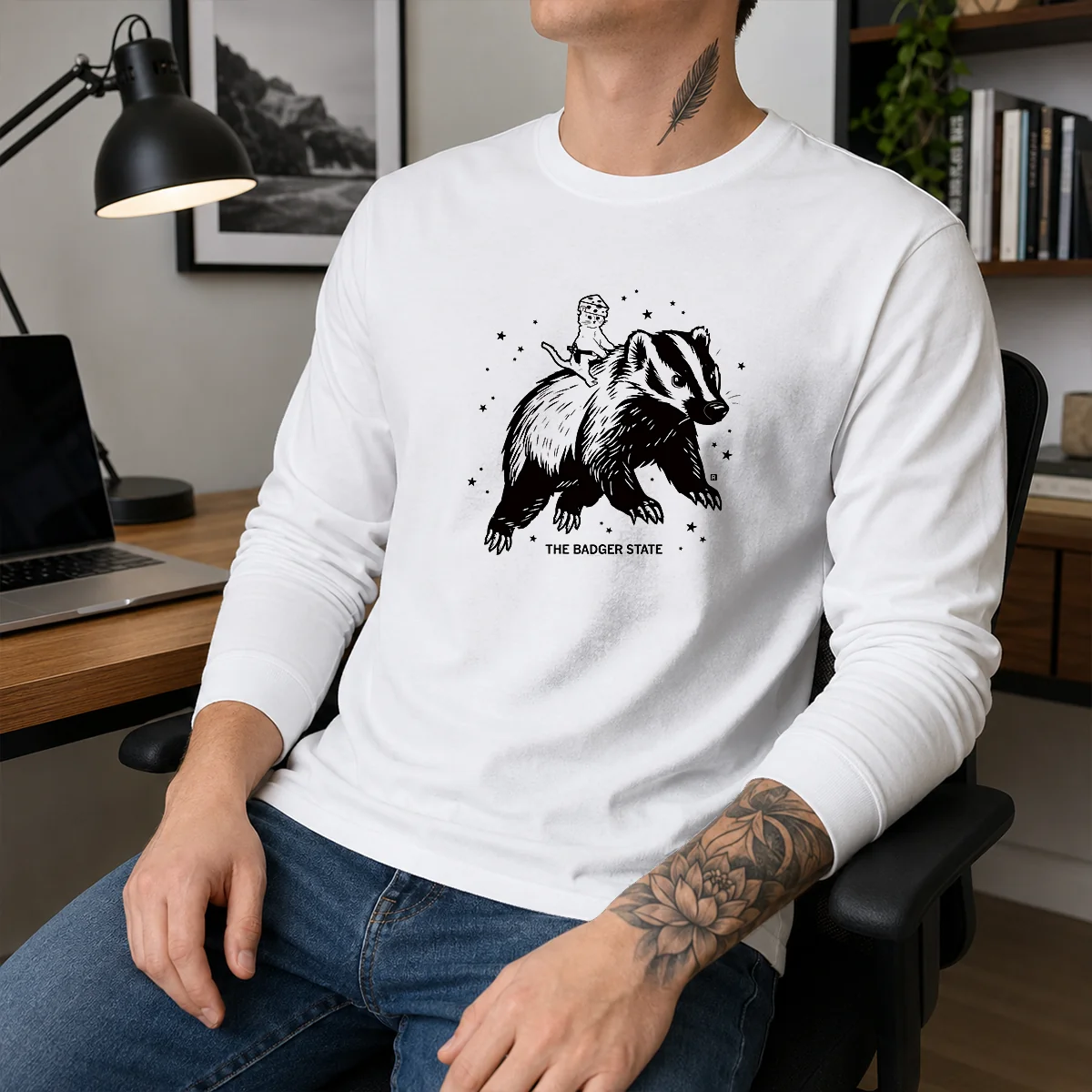 Nice Gary Riding Badger Ivory Heavyweight Long Sleeve Shirt