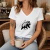 Nice Gary Riding Badger Ivory Heavyweight V Neck Shirt in ivory color showing soft heavyweight fabric and classic v neck style
