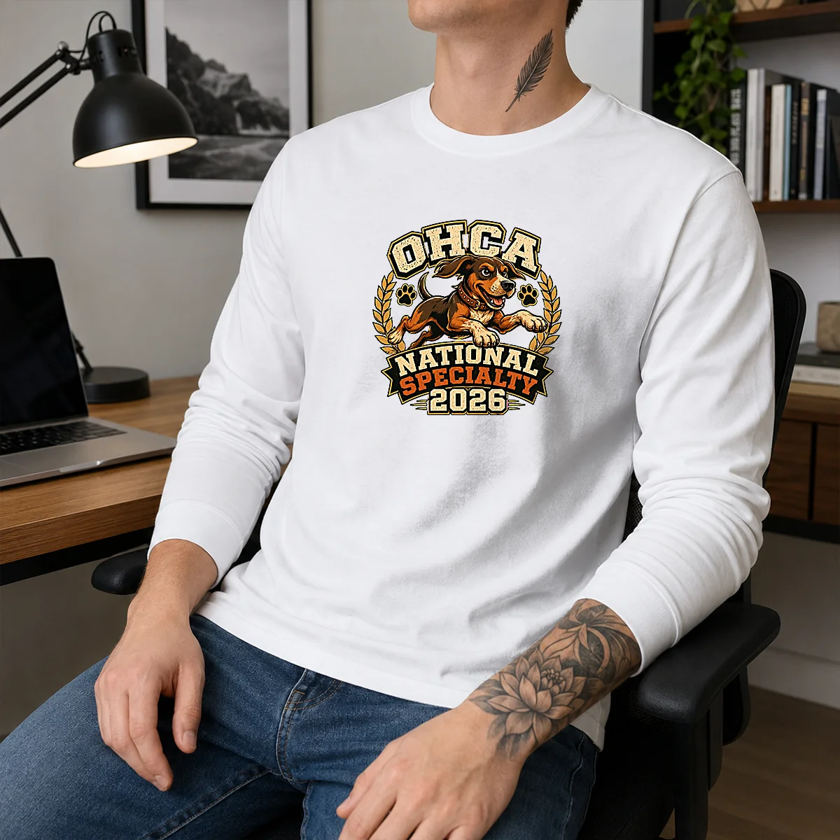 Official OHCA National Specialty 2026 Hunting Dog Mascot Long Sleeve Shirt