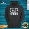 Official Stand Back I Am Going To Try Science Chemistry Beaker Fire Skull Crossbones Hoodie in black with front graphic print