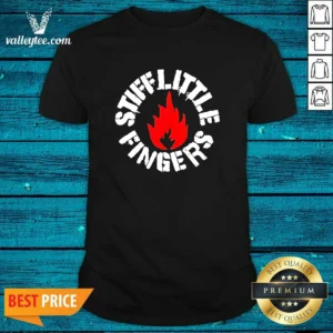 Official Stiff Little Fingers Circular Badge Logo With Flame Emblem Centered Inside