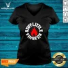 Official Stiff Little Fingers Circular Badge Logo With Flame Emblem Centered Inside V Neck Shirt showing front design on black fabric