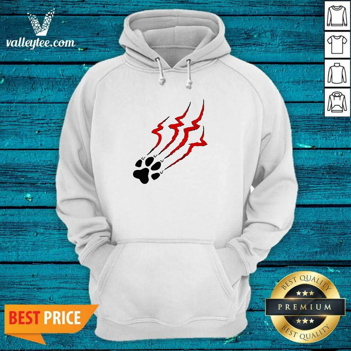 Official Stripe Tiger Claw Scratch Hoodie in black with bold claw scratch graphic on front
