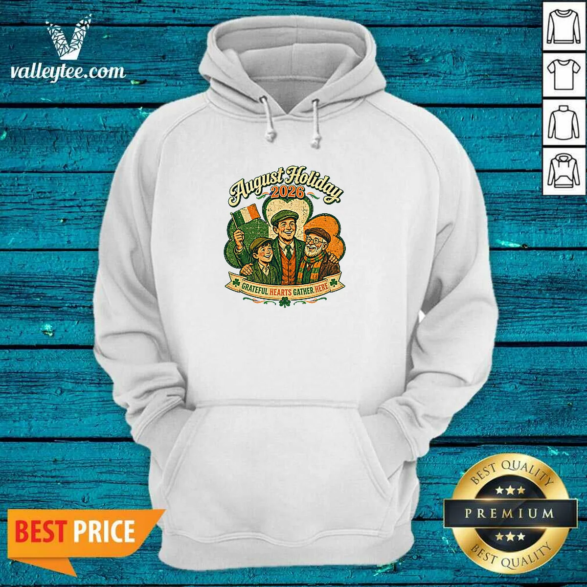 Original August Holiday Ireland Family Gratitude Vintage Hoodie