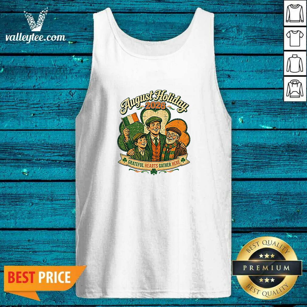 Original August Holiday Ireland Family Gratitude Vintage Tank Top