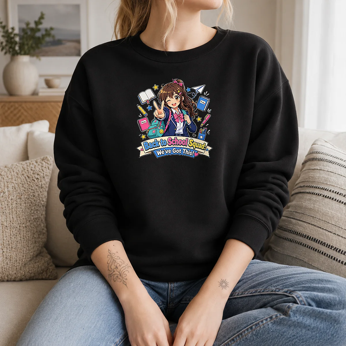 Original Back To School Anime Squad For Students Sweater