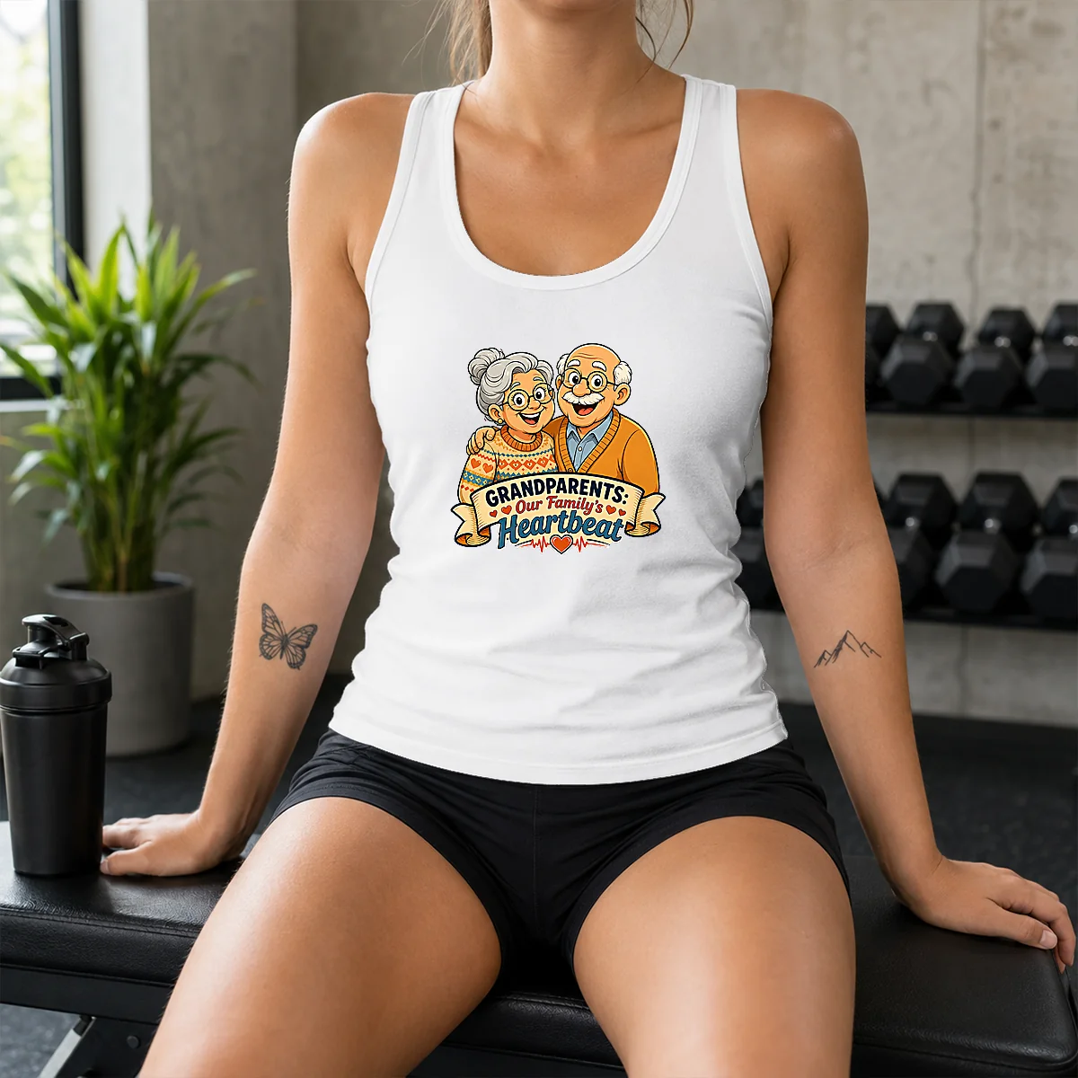 Original Grandparents Day Cartoon Honoring Family Heartbeat Tank Top