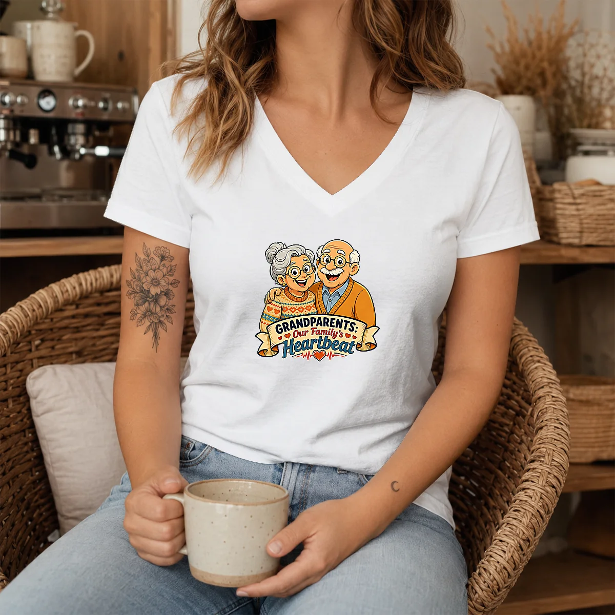 Original Grandparents Day Cartoon Honoring Family Heartbeat Shirt - Image 8