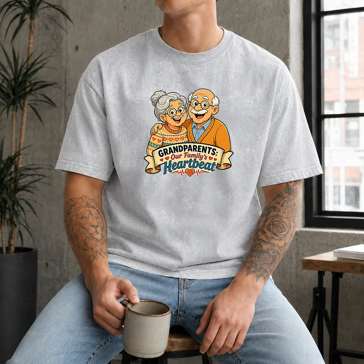 Original Grandparents Day Cartoon Honoring Family Heartbeat Shirt - Image 9