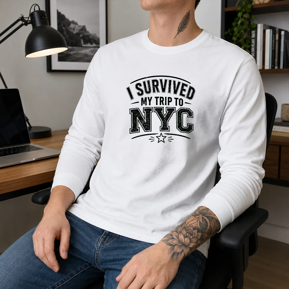 Premium I Survived My Trip To NYC Funny Tee Line Art Long Sleeve Shirt