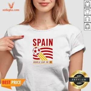 Premium Spain National Football Team World Cup 26 Soccer Team V Neck Shirt in red with team emblem