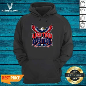 Premium United In Pride Eagle Typography Hoodie in charcoal gray with front eagle graphic and bold typography