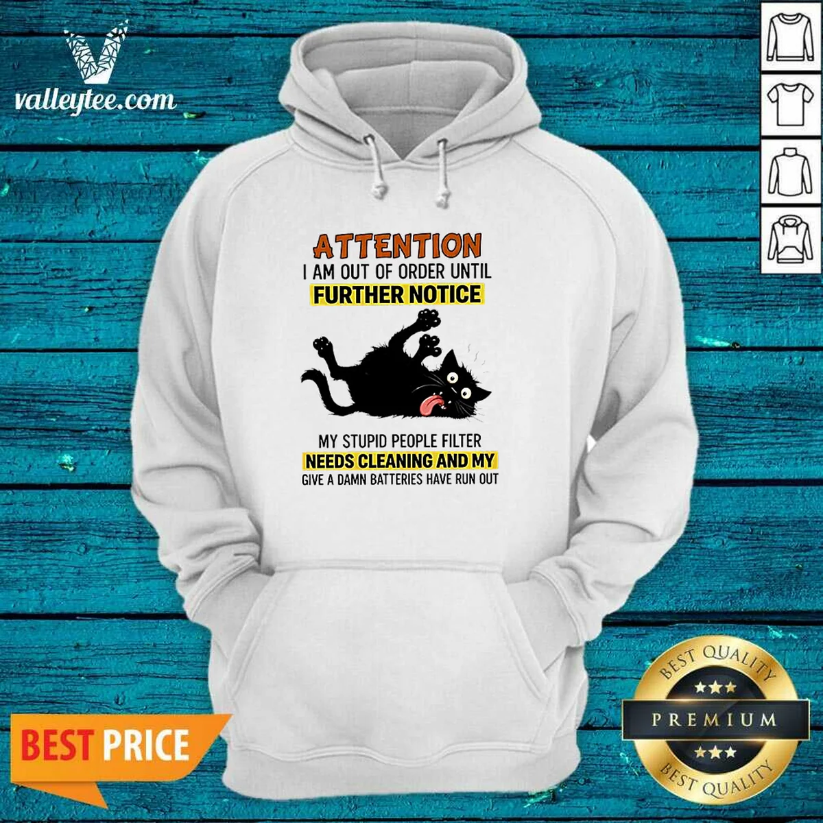 Pretty Black Cat Attention I Am Out Of Order Until Further Notice Hoodie