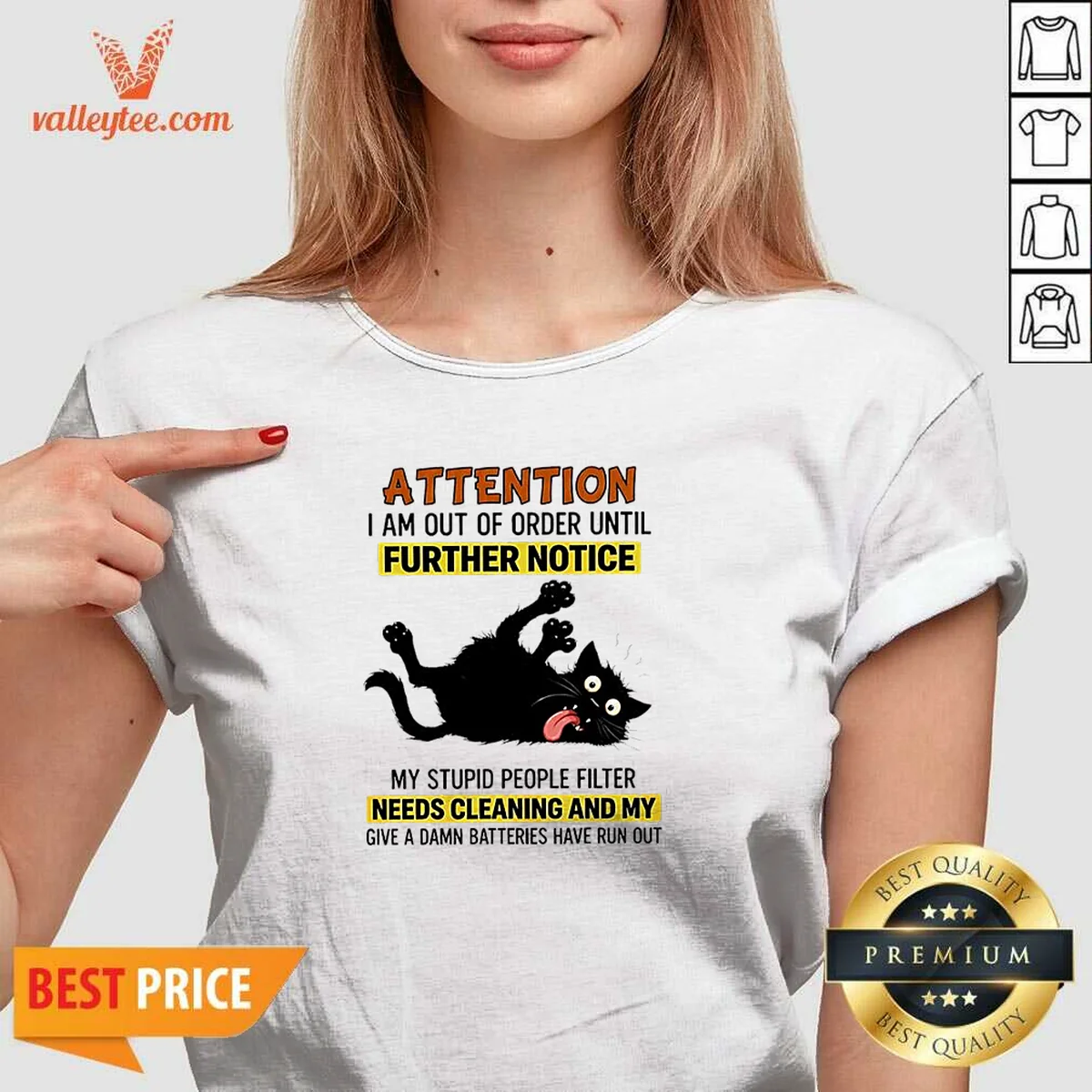 Pretty Black Cat Attention I Am V-Neck Shirt Pretty Black Cat Attention I Am V-Neck Shirt