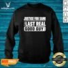 Pretty Justice For Sami The Last Real Good Guy Text Sweatshirt in charcoal gray, crewneck style