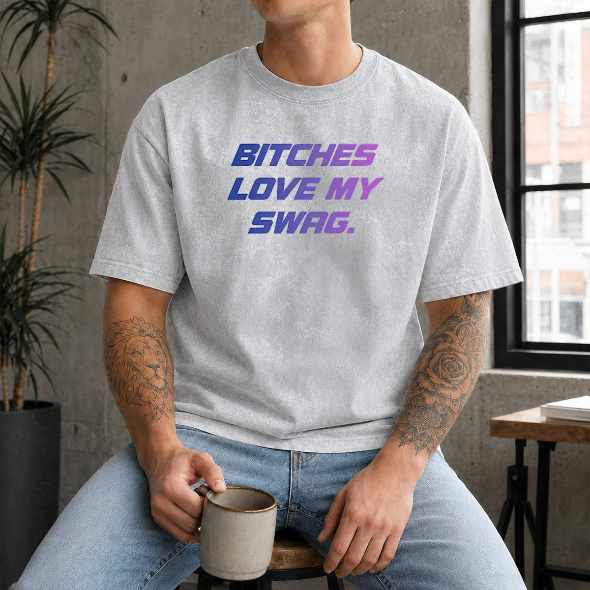 Top Bitches Love My Swag Funny Quote Slang Washed T-Shirt