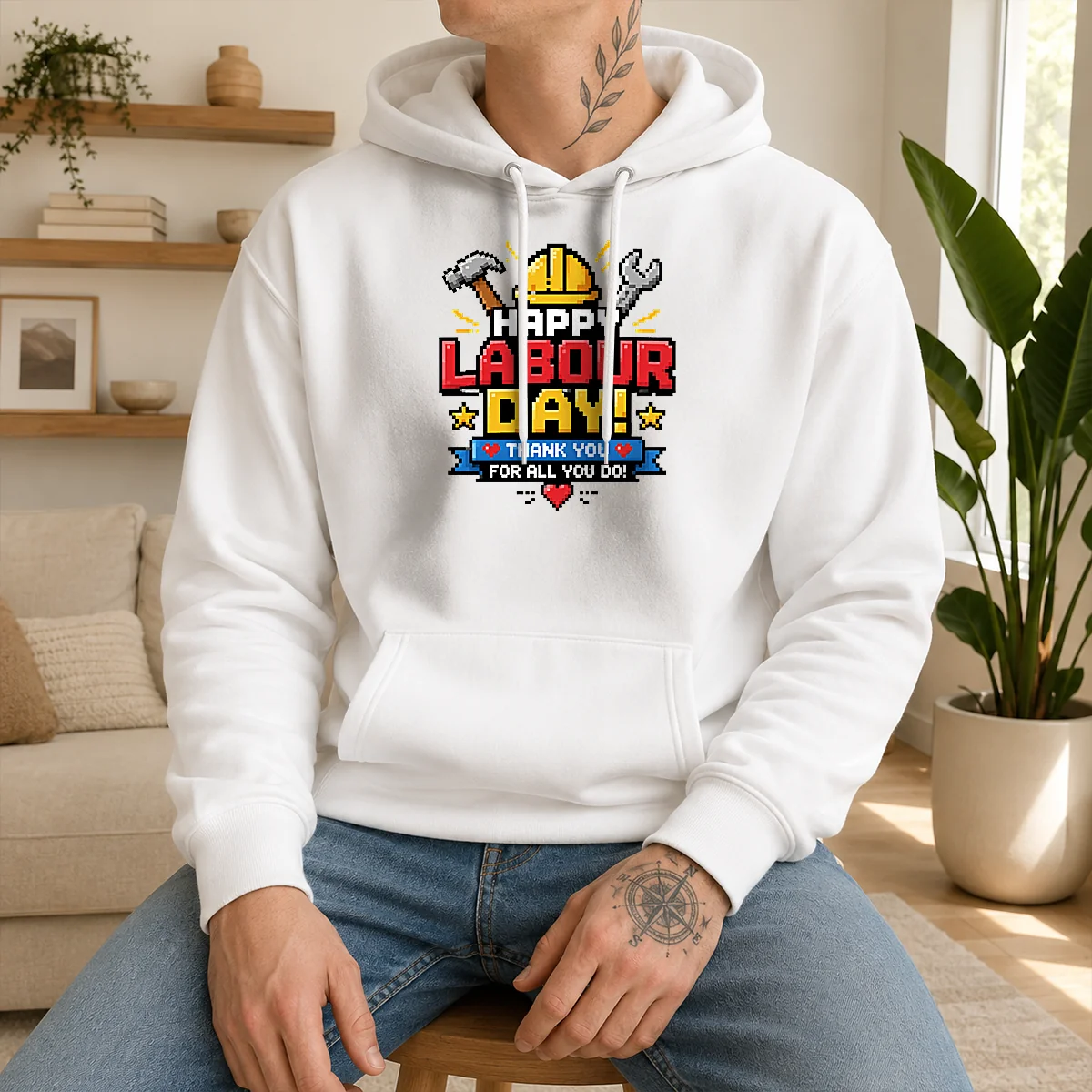 Awesome Pixel Art Happy Labour Day Hoodie Awesome Pixel Art Happy Labour Day Hoodie