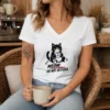 Official Meow Do Not Disturb Grumpy Cat With Coffee V-Neck Shirt