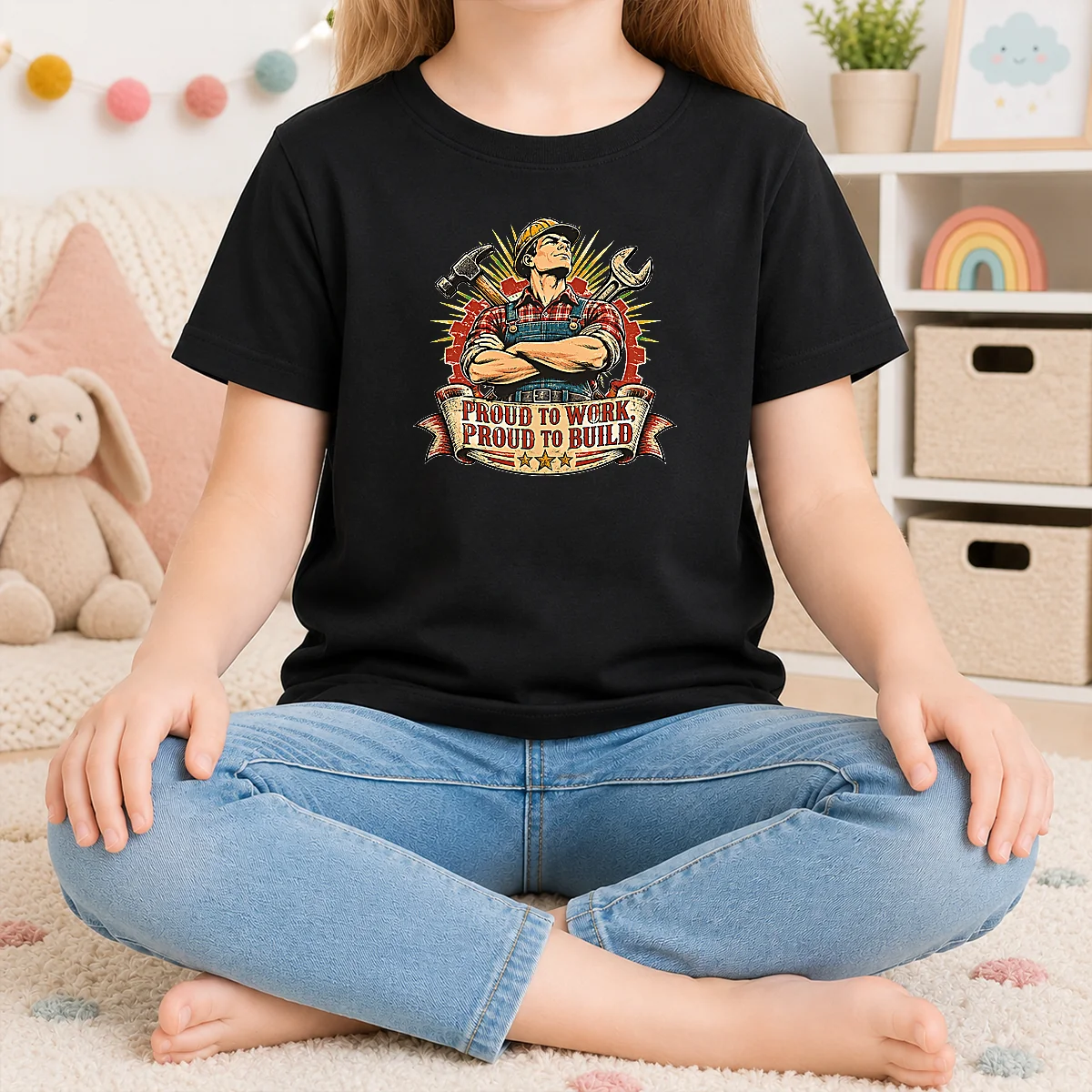 Original Vintage Labour Day Proud Worker Graphic Kids T-Shirt