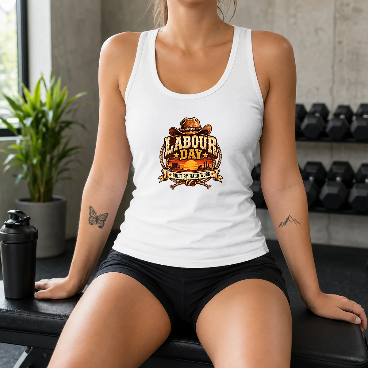 Pretty Labour Day Built By Hard Work Desert Sunset Cowboy Tank Top